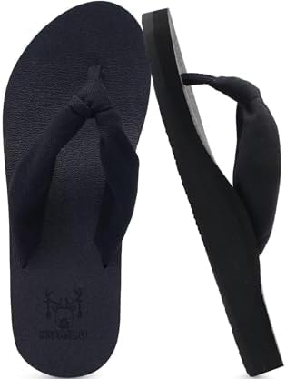 Flip Flops for Women Arch Support Summer Pool Sandals in Black